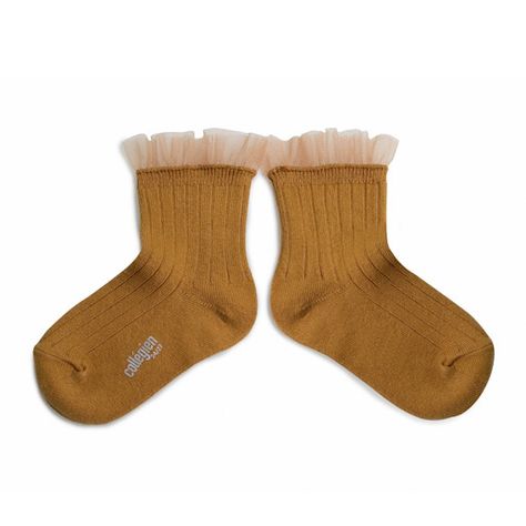 Calcetines cortos tul, Margaux, mostaza