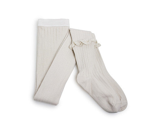 Pantys encaje tobillo, blanco invierno