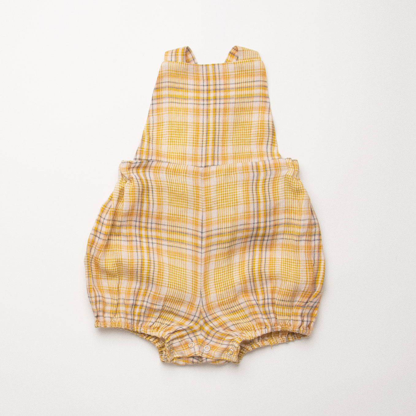 Jump Roper Romper - Hay Plaid Linen