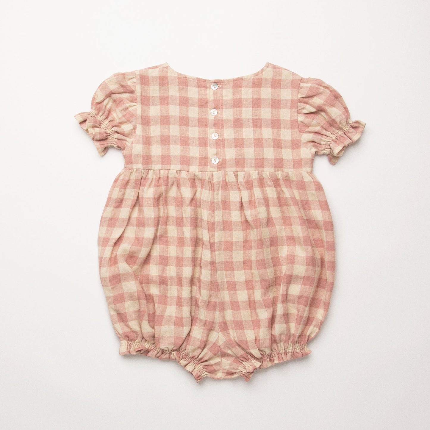 Marbles Romper - Rose Check Linen