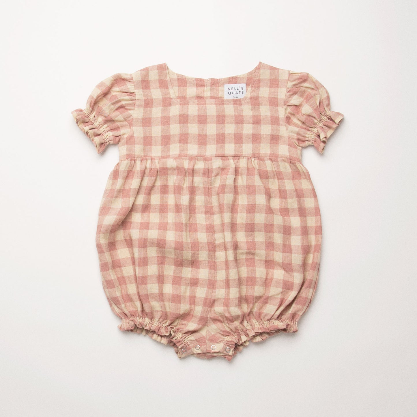 Marbles Romper - Rose Check Linen
