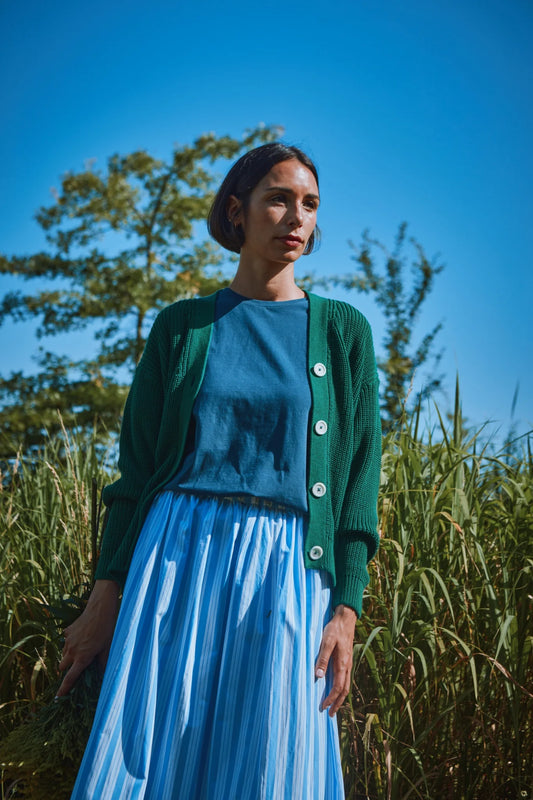 Falda CHIA Rayures larges bleues/blanches