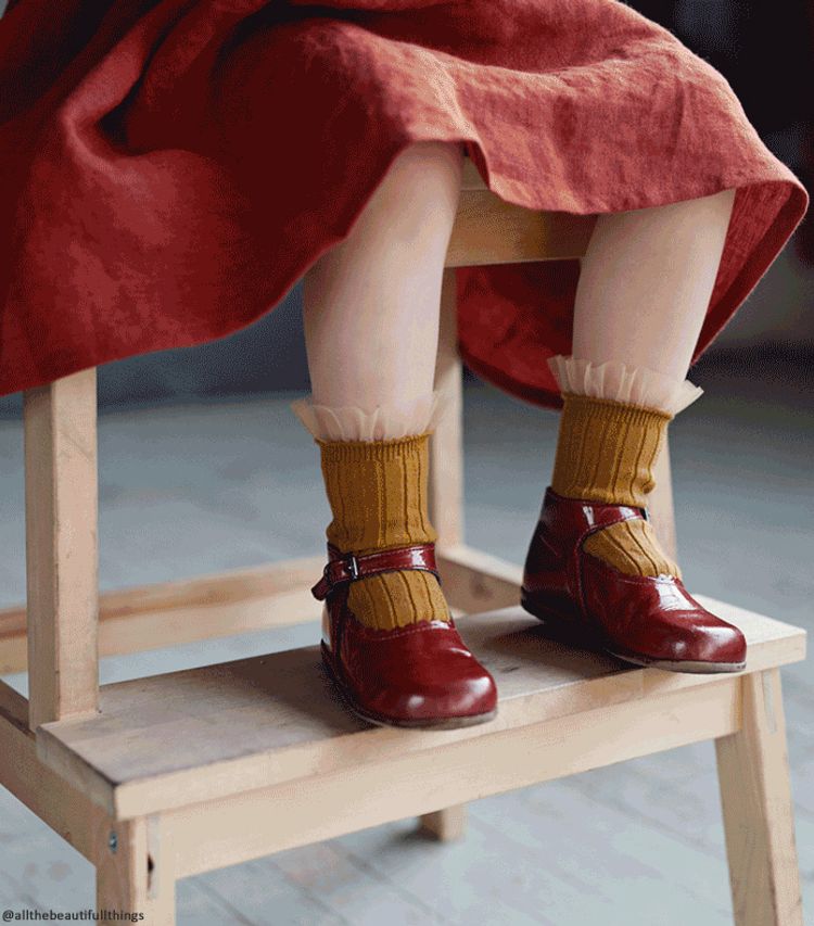 Calcetines cortos tul, Margaux, mostaza